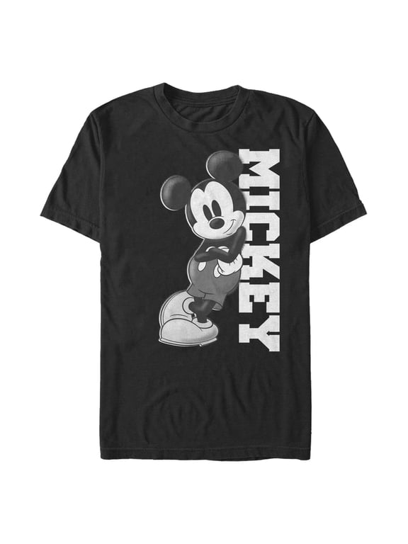 Men's Mickey & Friends Black and White Mickey Mouse Graphic Tee Black X Large