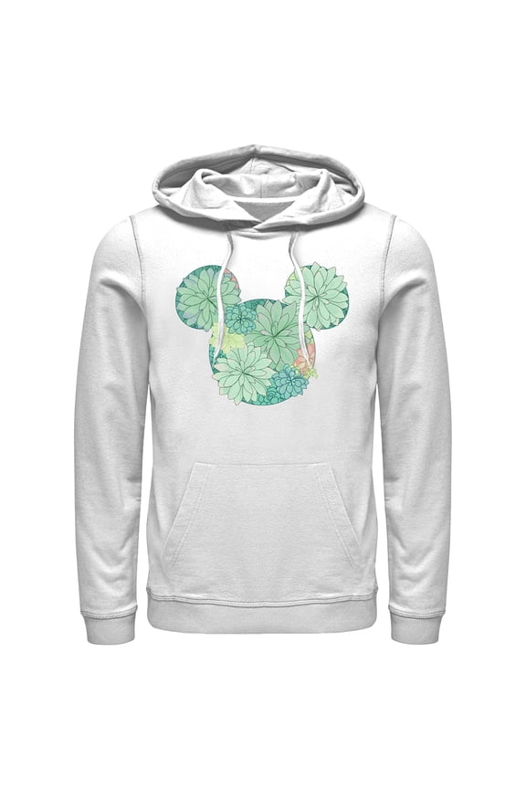 Men's Mickey & Friends Botanical Logo Pull Over Hoodie White Medium