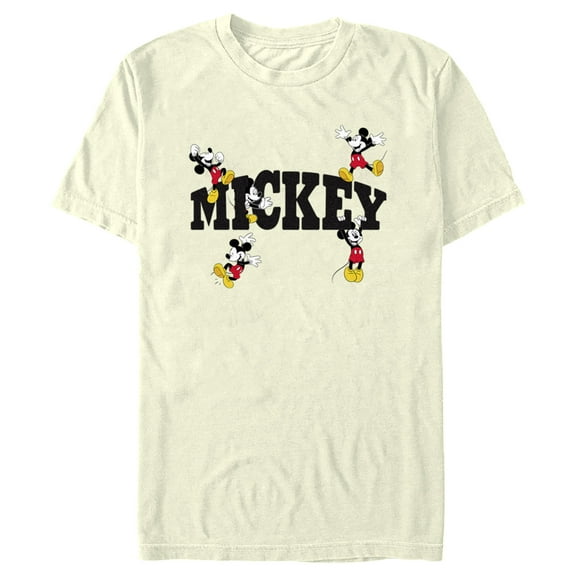 Men's Mickey & Friends Character Name Graphic Tee Beige 2X Large