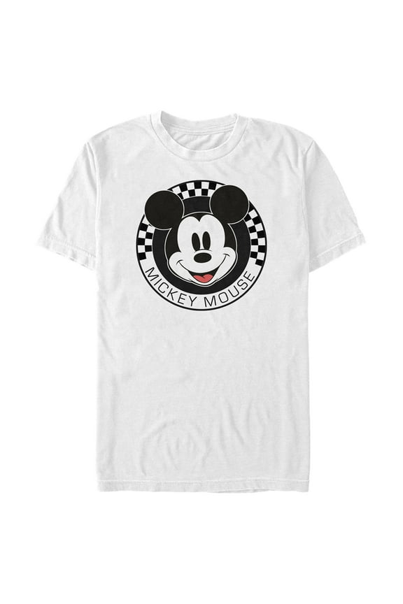 Men's Mickey & Friends Checkered Mickey Mouse Portrait Graphic Tee White 2X Large