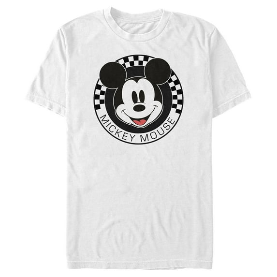 Men's Mickey & Friends Checkered Mickey Mouse Portrait Graphic Tee White X Large