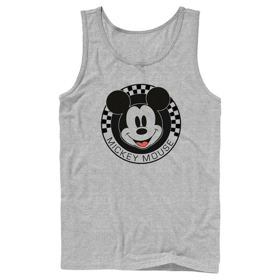 Men's Mickey & Friends Checkered Mickey Mouse Portrait  Tank Top Athletic Heather Small