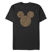 Mens Mickey & Friends Cheetah Print Mickey Mouse Logo Distressed Graphic Tee Black X Large