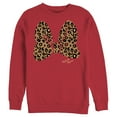 thumbnail image 1 of Men's Mickey & Friends Cheetah Print Minnie Mouse Bow Sweatshirt Red Large, 1 of 4
