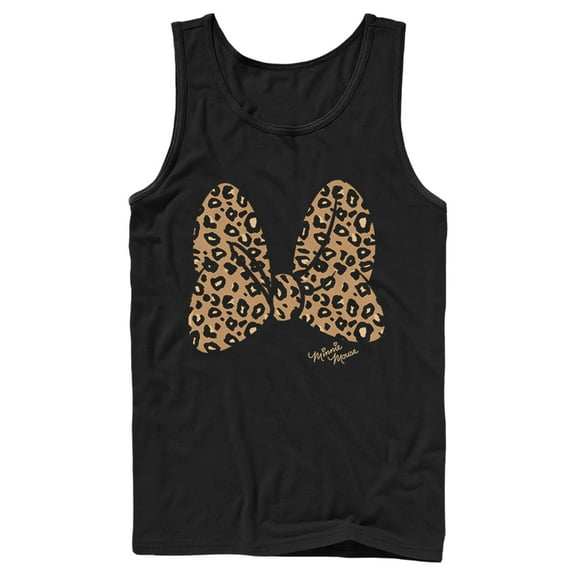 Men's Mickey & Friends Cheetah Print Minnie Mouse Bow  Tank Top Black X Large