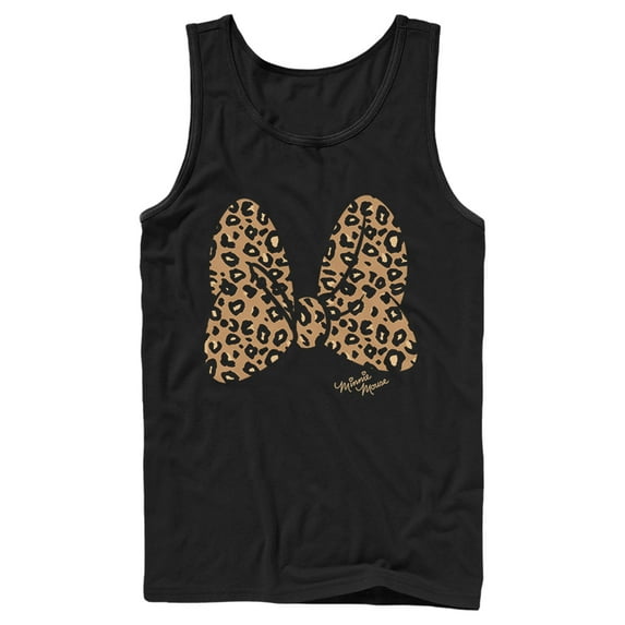 Men's Mickey & Friends Cheetah Print Minnie Mouse Bow Tank Top Black X Large