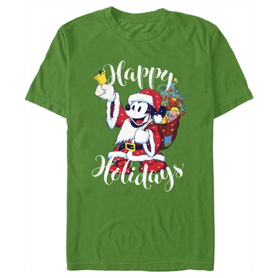 Men's Mickey & Friends Christmas Happy Holidays Mickey Graphic Tee Kelly Green Large