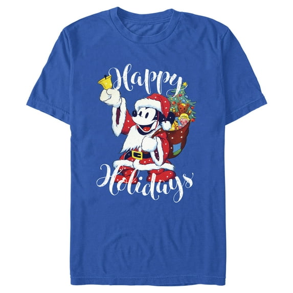 Men's Mickey & Friends Christmas Happy Holidays Mickey Graphic Tee Royal Blue 3X Large
