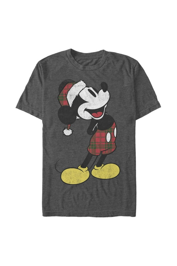 Men's Mickey & Friends Christmas Plaid Graphic Tee,