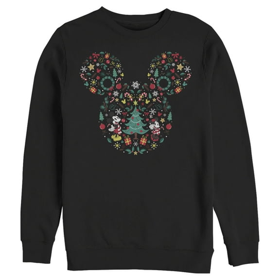 Men's Mickey & Friends Christmas Silhouette Sweatshirt Black Small