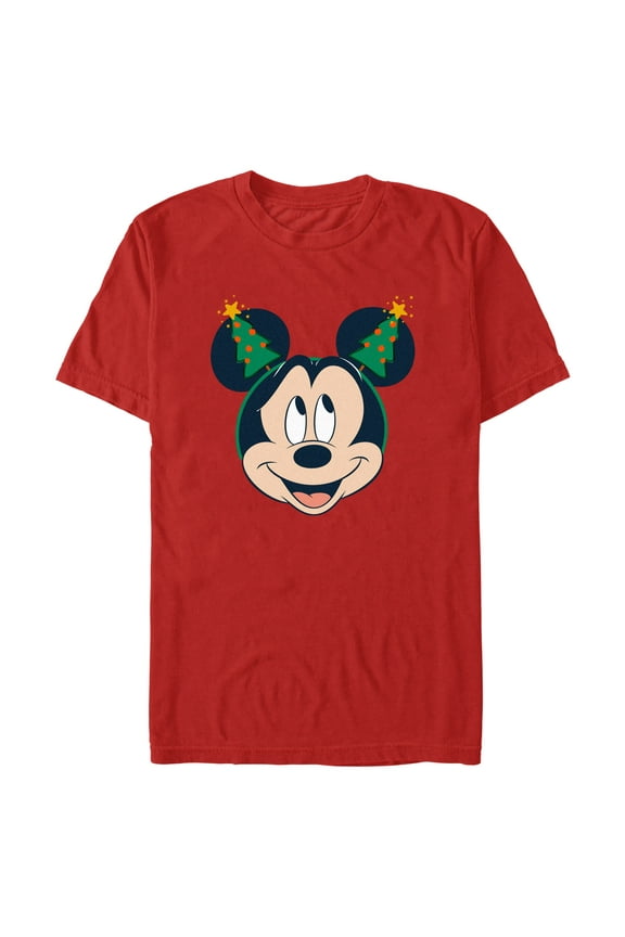 Men's Mickey & Friends Christmas Tree Ears Graphic Tee Red 2X Large