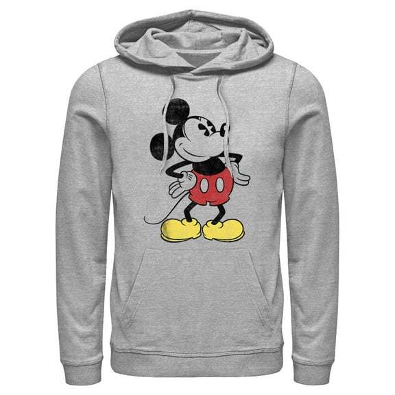 Men's Mickey & Friends Classic Mickey Distressed  Pull Over Hoodie Athletic Heather 2X Large