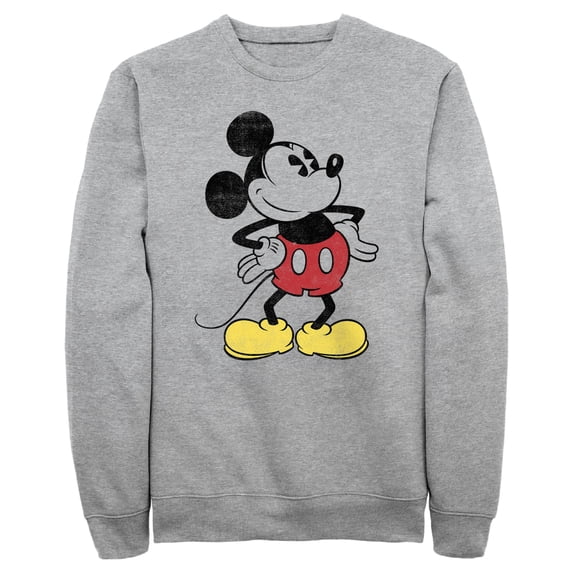 Men's Mickey & Friends Classic Mickey Distressed Sweatshirt Athletic Heather X Large