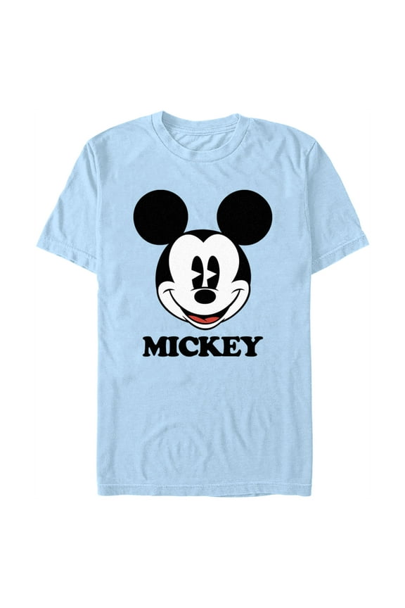 Men's Mickey & Friends Classic Mouse Face  Graphic Tee Light Blue 3X Large