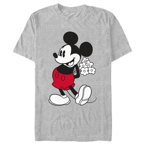 Men's Mickey & Friends Classic Mouse Flowers Graphic Tee Athletic Heather Medium