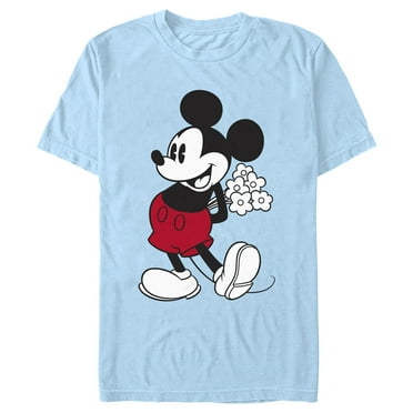 Men's Mickey & Friends Classic Mouse Flowers  Graphic Tee Light Blue X Large