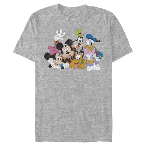 Men's Mickey & Friends Club House Group Shot Graphic Tee Athletic Heather 3X Large