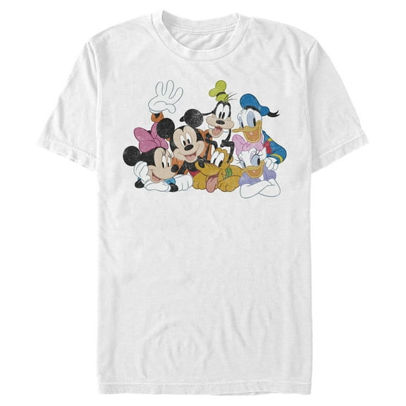 Men's Mickey & Friends Club House Group Shot  Graphic Tee White Large