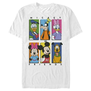 Men's Mickey & Friends Colorful Character Panels  Graphic Tee White Small