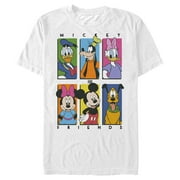 Mens Mickey & Friends Colorful Character Panels Graphic Tee White Small