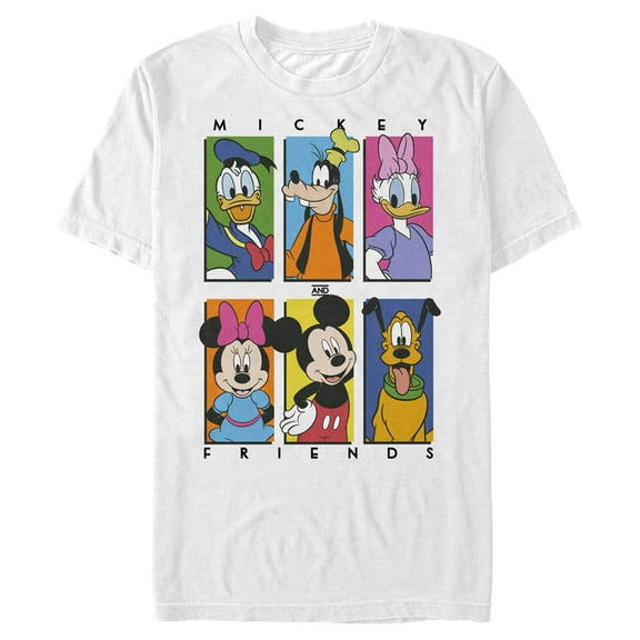 Men's Mickey & Friends Colorful Character Panels  Graphic Tee White X Large