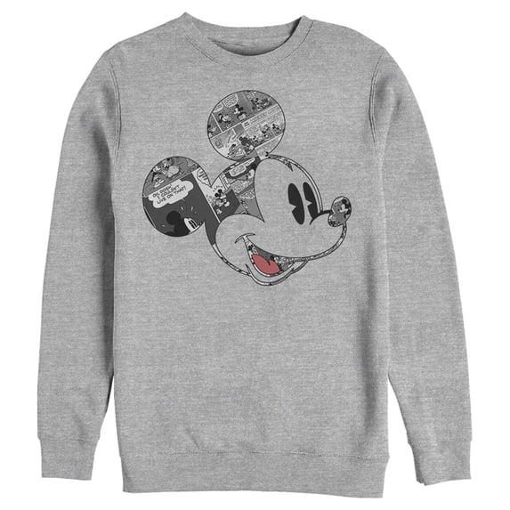 Men's Mickey & Friends Comic Book Face Sweatshirt Athletic Heather Medium