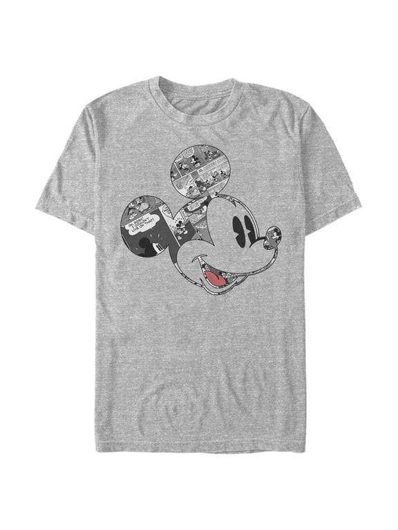 Men's Mickey & Friends Comic book Mickey Mouse Face Graphic Tee Athletic Heather X Large