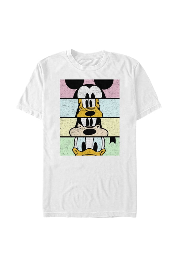 Men's Mickey & Friends Cropped Portraits Crop Graphic Tee White Large