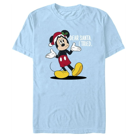 Men's Mickey & Friends Dear Santa I Tried Graphic Tee Light Blue Small