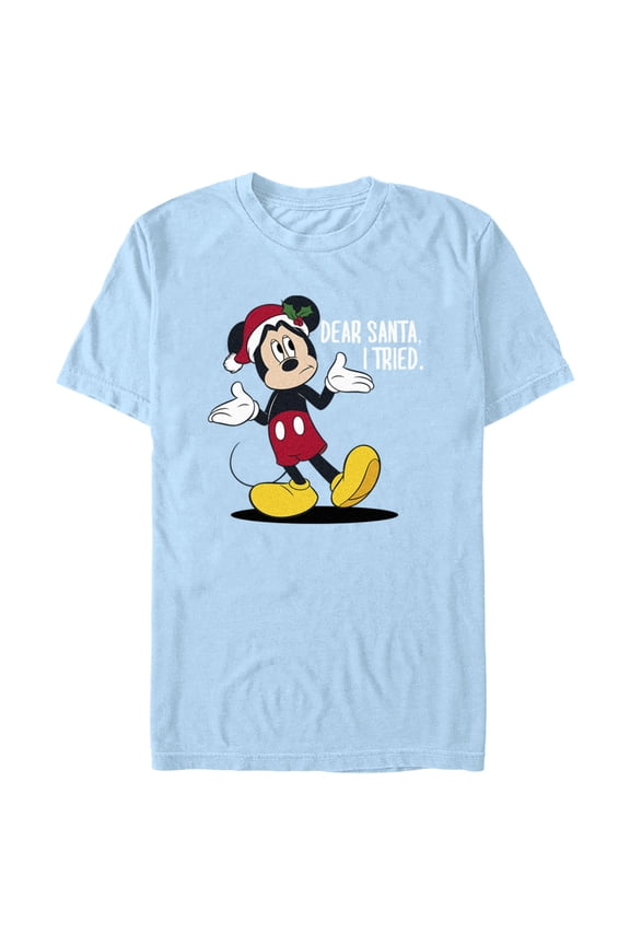 Men's Mickey & Friends Dear Santa I Tried Graphic Tee Light Blue X Large
