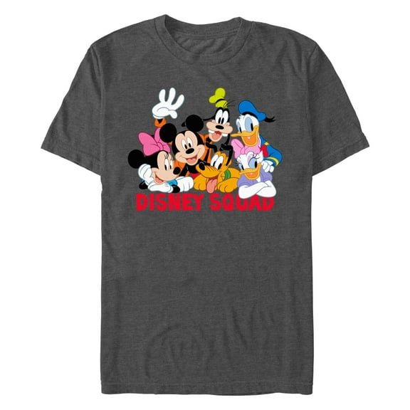 Men's Mickey & Friends Disney Squad Group Shot Graphic Tee Charcoal Heather Large