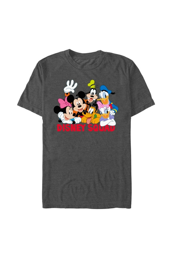 Men's Mickey & Friends Disney Squad Group Shot  Graphic Tee Charcoal Heather Small