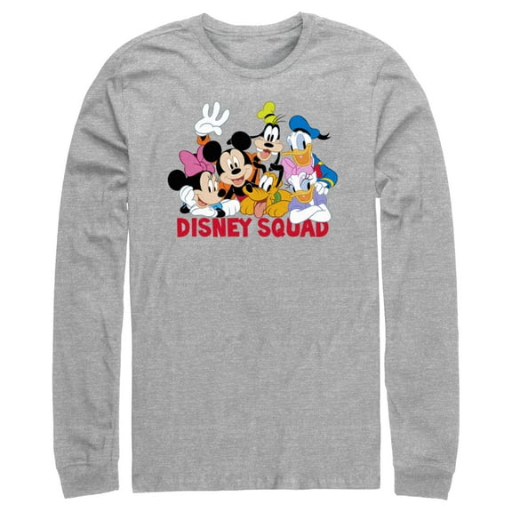 Men's Mickey & Friends Disney Squad Group Shot  Long Sleeve Shirt Athletic Heather Large