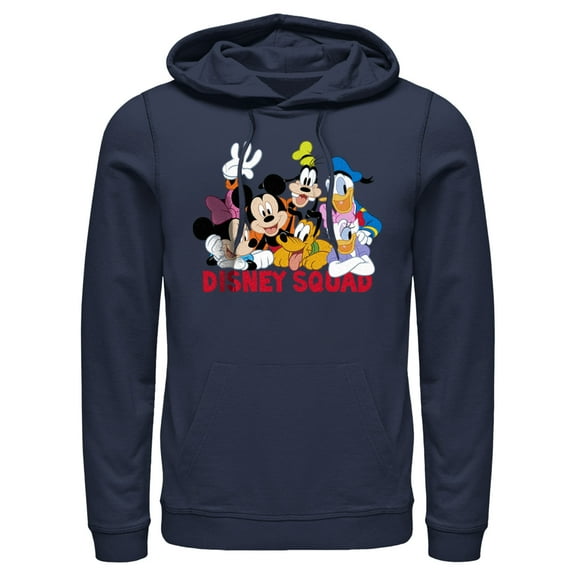 Men's Mickey & Friends Disney Squad Group Shot Pull Over Hoodie Navy Blue 2X Large