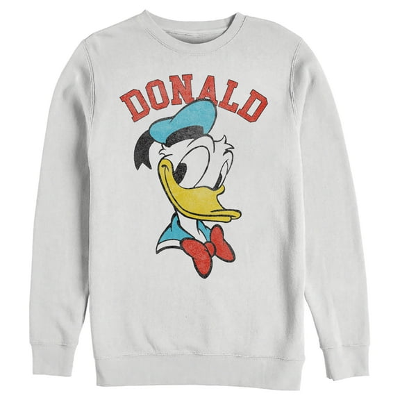 Men's Mickey & Friends Distressed Donald Duck Portrait Sweatshirt White Large