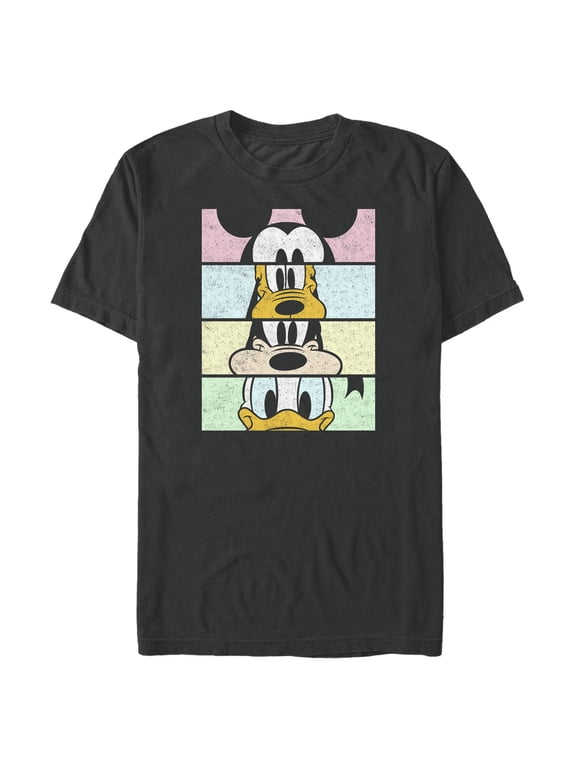 Men's Mickey & Friends Distressed Group Cropped Portraits Graphic Tee Black Large