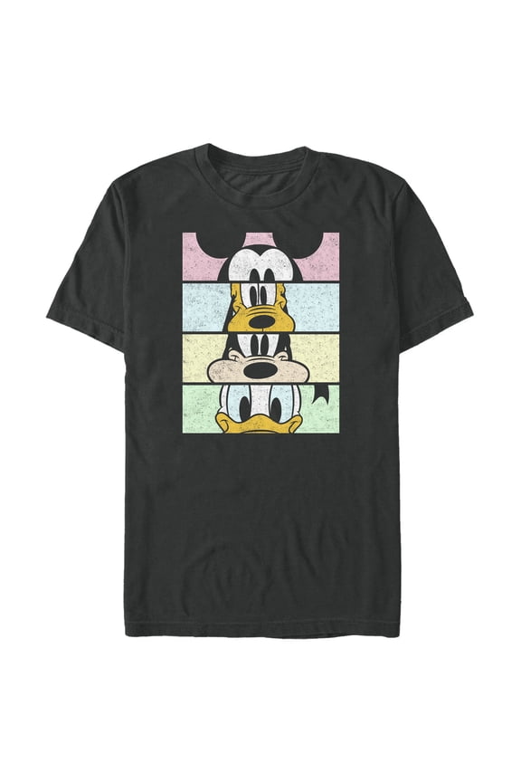 Men's Mickey & Friends Distressed Group Cropped Portraits Graphic Tee Black Small