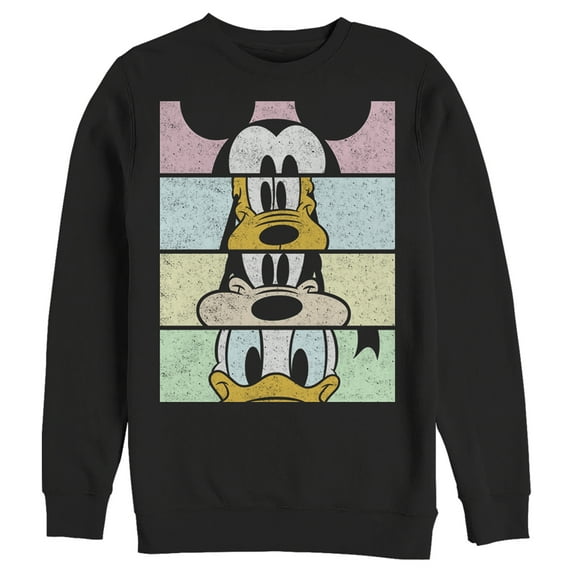 Men's Mickey & Friends Distressed Group Cropped Portraits Sweatshirt Black Medium