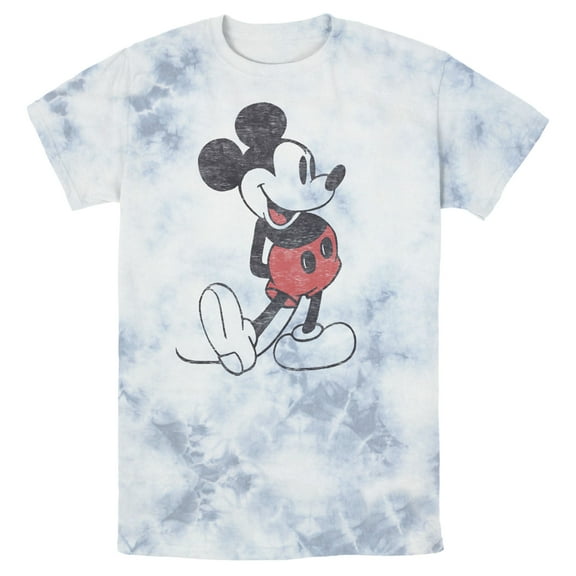 Men's Mickey & Friends Distressed Mickey Mouse Pose Graphic Tee White/Blue Medium