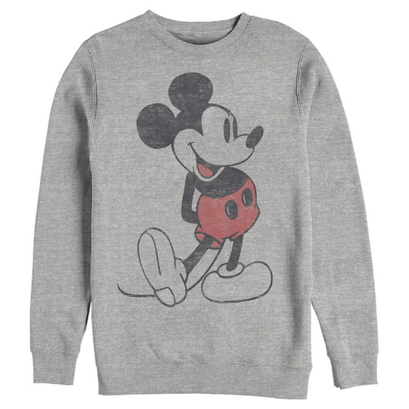 Men's Mickey & Friends Distressed Mickey Mouse Pose Sweatshirt Athletic Heather Large