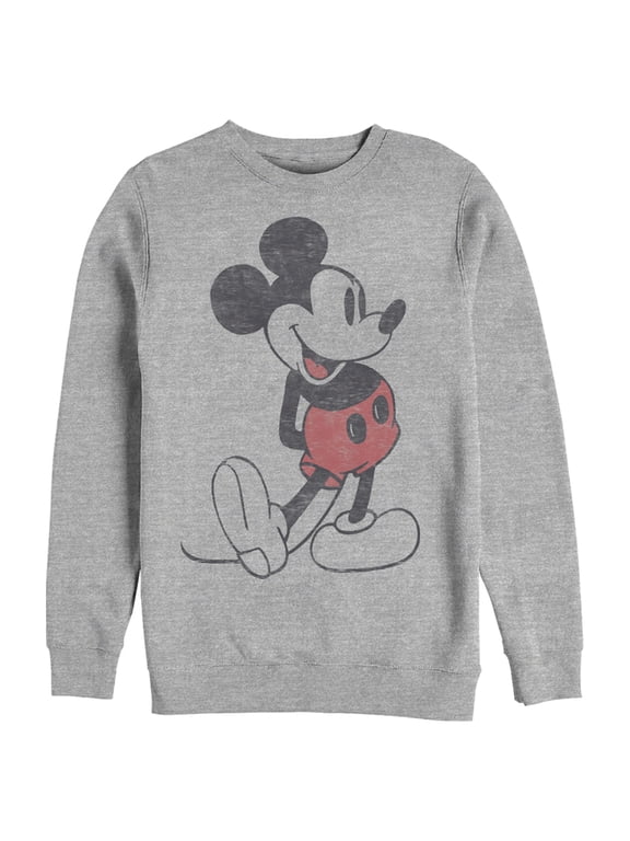 Men's Mickey & Friends Distressed Mickey Mouse Pose Sweatshirt Athletic Heather Small