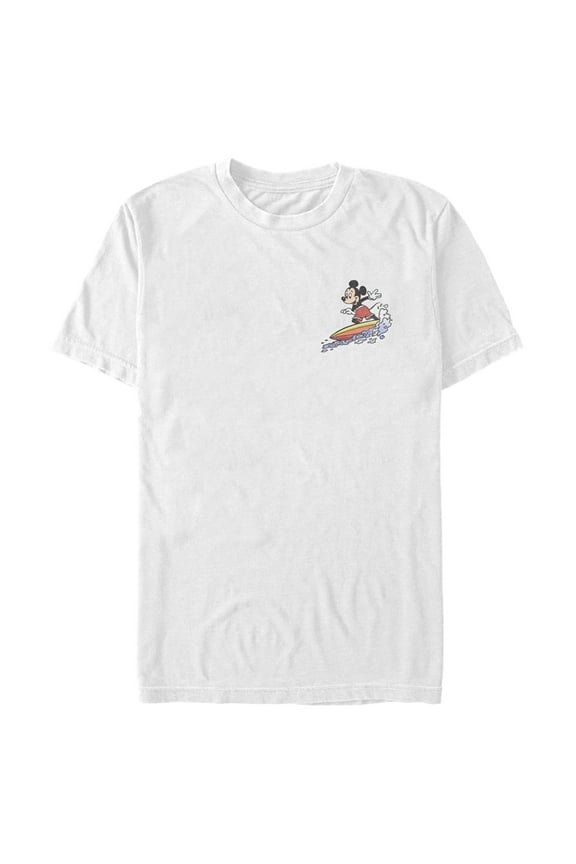 Men's Mickey & Friends Distressed Pocket Surfer Graphic Tee White X Large