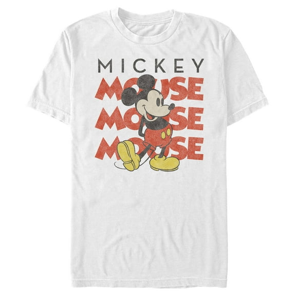 Men's Mickey & Friends Distressed Stack  Graphic Tee White Small
