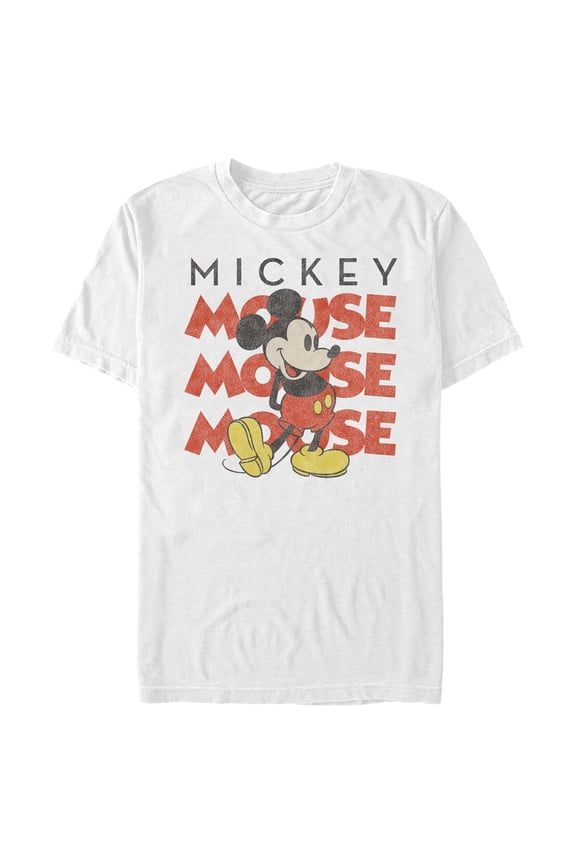Men's Mickey & Friends Distressed Stack Graphic Tee White X Large