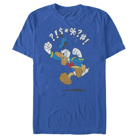 Men's Mickey & Friends Donald Duck Angry Jump  Graphic Tee Royal Blue 2X Large