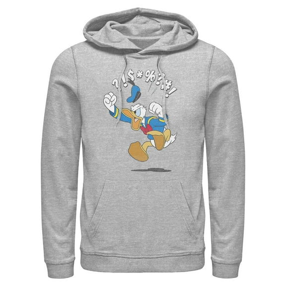 Men's Mickey & Friends Donald Duck Angry Jump Pull Over Hoodie Athletic Heather 3X Large