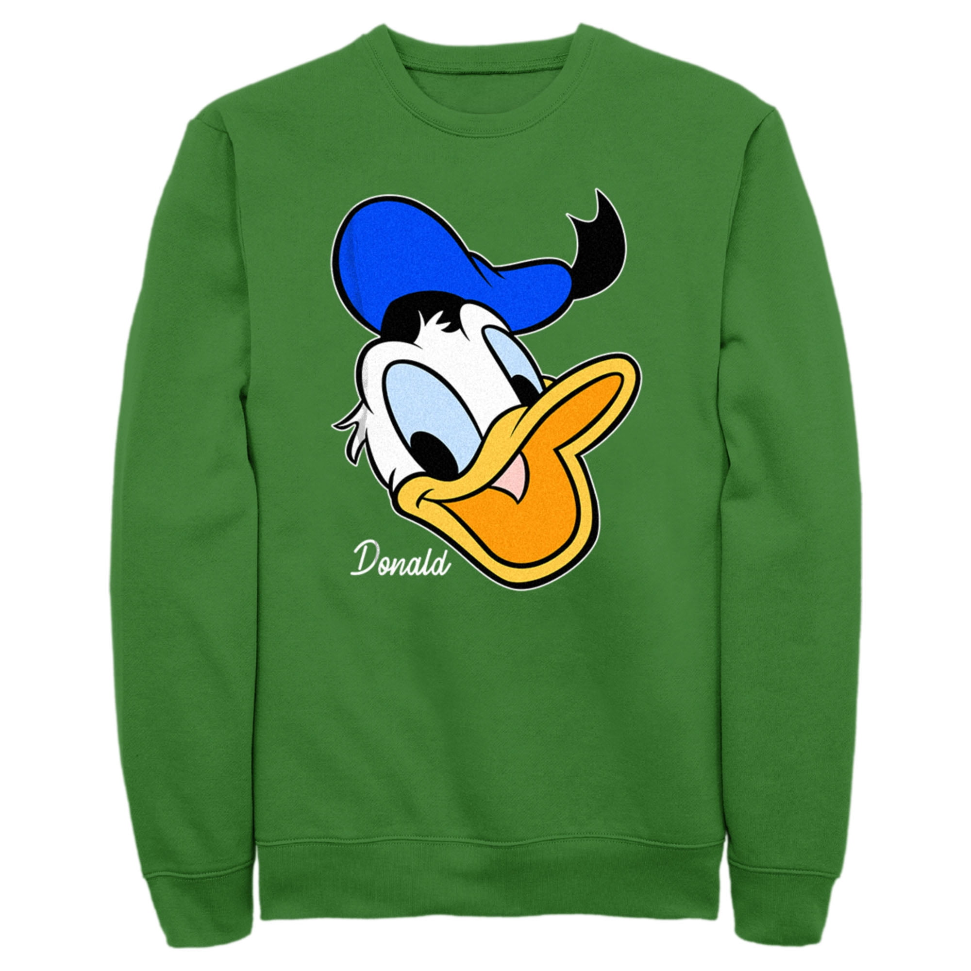 Men s Mickey Friends Donald Duck Big Face Sweatshirt Kelly Green Small