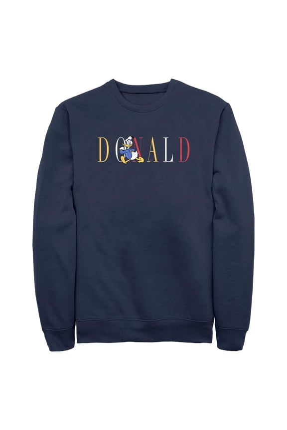 Men's Mickey & Friends Donald Duck Colorful Text Sweatshirt