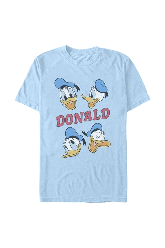 Men's Mickey & Friends Donald Duck Faces Graphic Tee Light Blue 2X Large