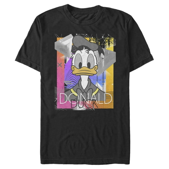 Men's Mickey & Friends Donald Duck Geometric Pattern Graphic Tee Black X Large